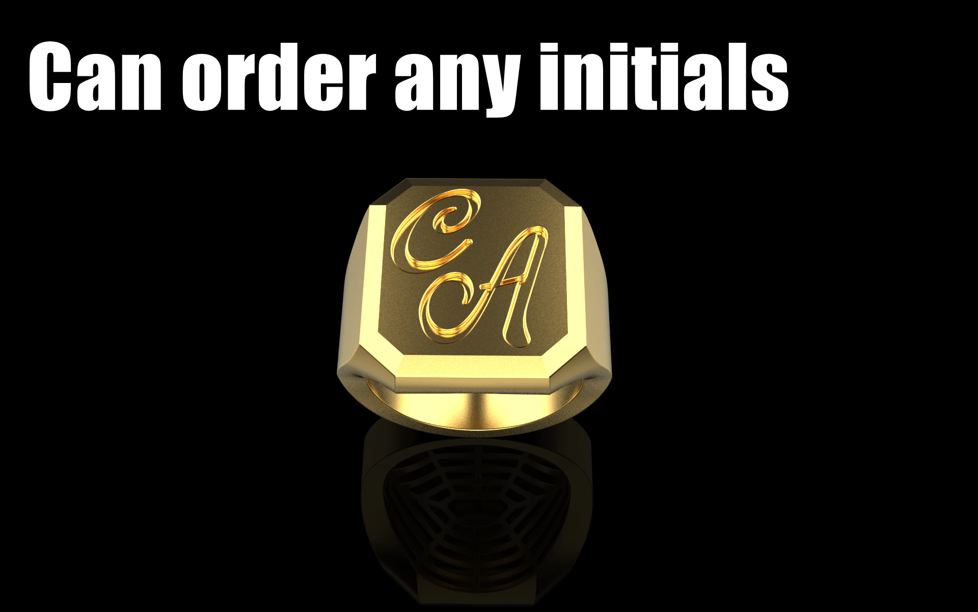 Initial signet ring model 1018 3D Print Model .c4d .max .obj .3ds .fbx .stl .blend