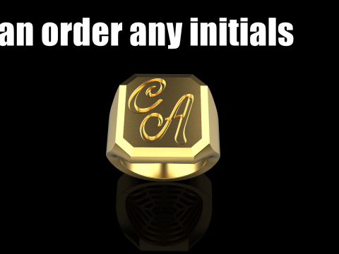Initial signet ring model 1018 3D Print Model