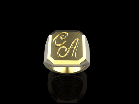 Initial signet ring model 1018 3D Принт Модель