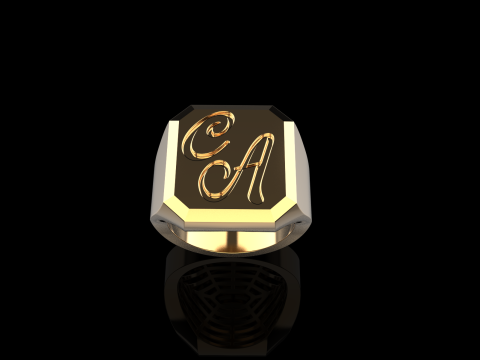 Initial signet ring model 1018 3D Принт Модель