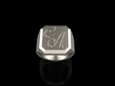 Initial signet ring model 1018 3D Принт Модель