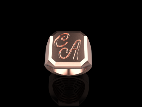 Initial signet ring model 1018 3D Принт Модель