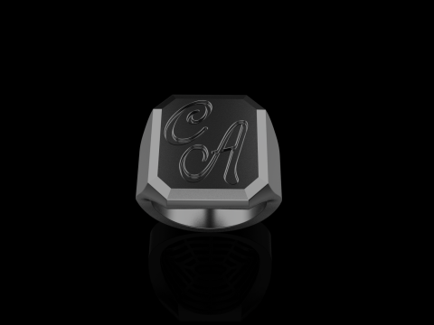 Initial signet ring model 1018 3D Принт Модель