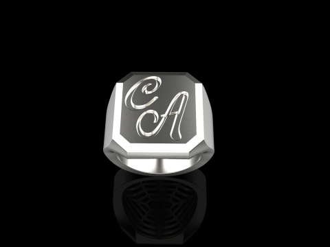 Initial signet ring model 1018 3D Принт Модель