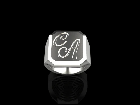 Initial signet ring model 1018 3D Print Model