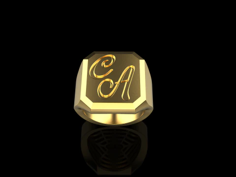 Initial signet ring model 1018 3D Print Model