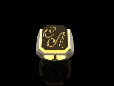 Initial signet ring model 1018 3D Принт Модель