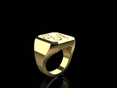 Initial signet ring model 1018 3D Принт Модель