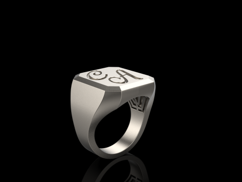 Initial signet ring model 1018 3D Принт Модель