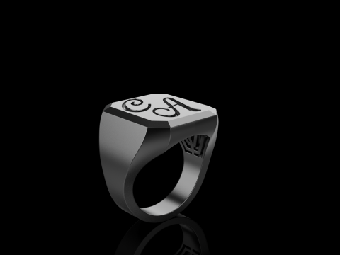 Initial signet ring model 1018 3D Принт Модель