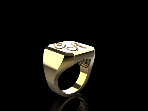 Initial signet ring model 1018 3D Принт Модель