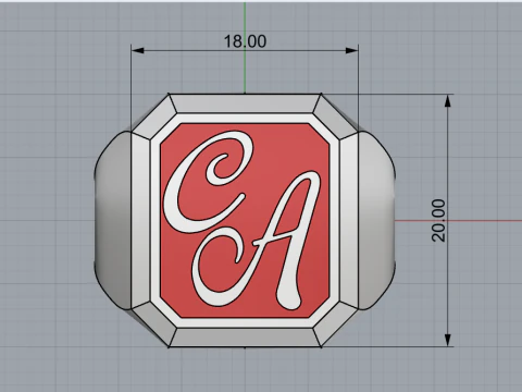 Initial signet ring with enamel model 1017 3D Print Model