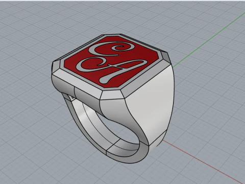 Initial signet ring with enamel model 1017 3D Print Model