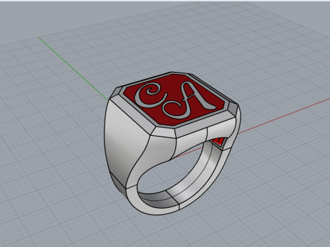 Initial signet ring with enamel model 1017 Modelo de impresión 3D