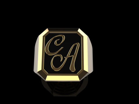 Initial signet ring with enamel model 1017 Modelo de impresión 3D
