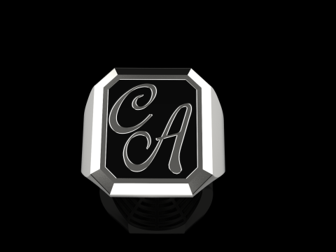 Initial signet ring with enamel model 1017 Modelo de impresión 3D