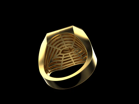 Initial signet ring with enamel model 1017 3D Print Model