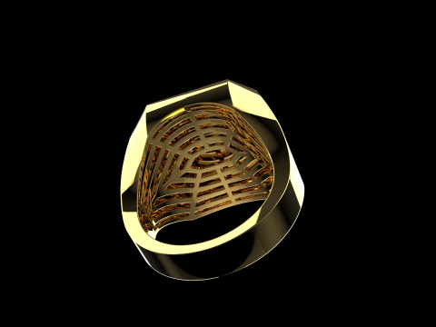 Initial signet ring with enamel model 1017 3D Print Model