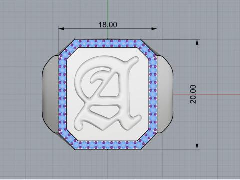 Initial signet ring model 1015 3D Print Model