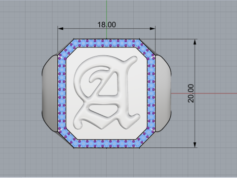 Initial signet ring model 1015 3D 打印模型