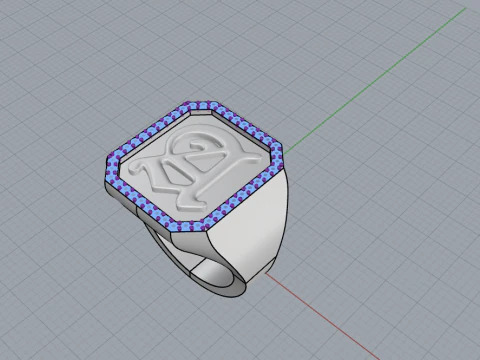 Initial signet ring model 1015 3D Print Model