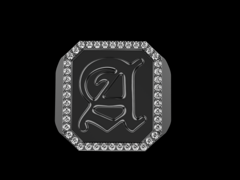 Initial signet ring model 1015 3D 打印模型
