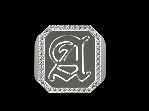 Initial signet ring model 1015 3D 打印模型