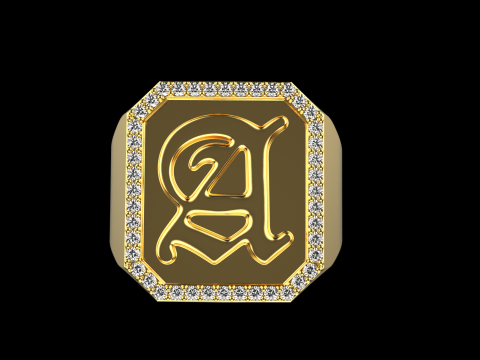 Initial signet ring model 1015 3D 打印模型