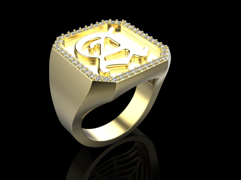 Initial signet ring model 1015 3D 打印模型