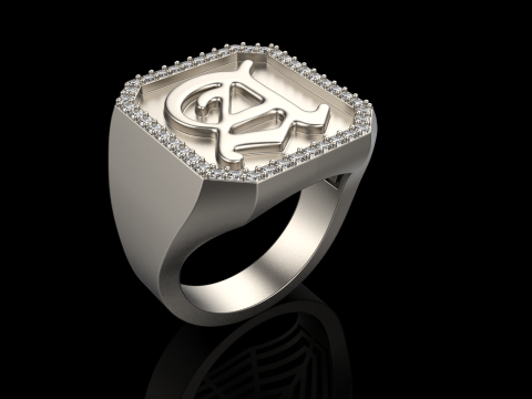 Initial signet ring model 1015 3D 打印模型