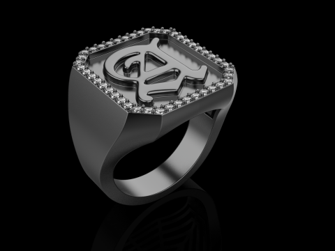 Initial signet ring model 1015 3D 打印模型