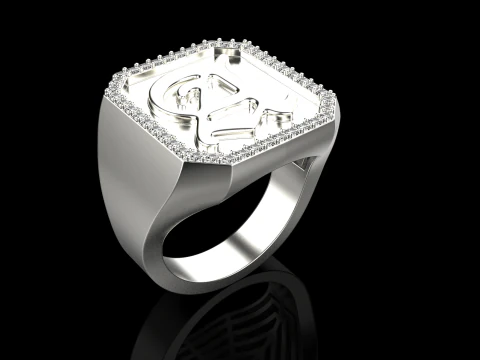 Initial signet ring model 1015 3D Print Model