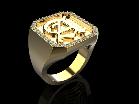 Initial signet ring model 1015 3D 打印模型