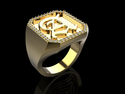 Initial signet ring model 1015 3D Print Model