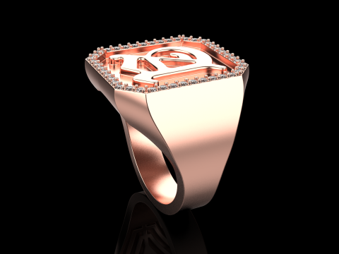 Initial signet ring model 1015 3D 打印模型