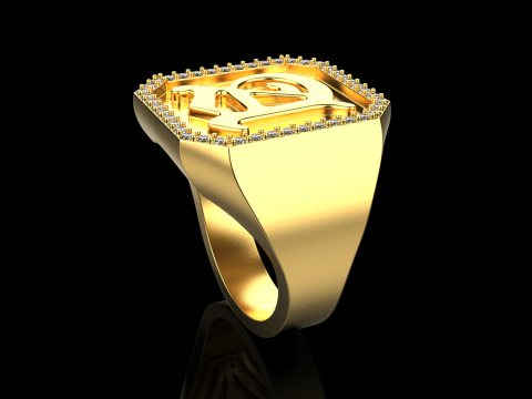 Initial signet ring model 1015 3D 打印模型