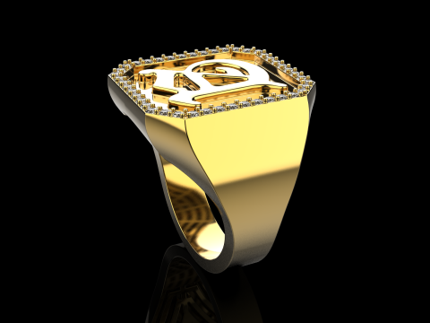 Initial signet ring model 1015 3D 打印模型