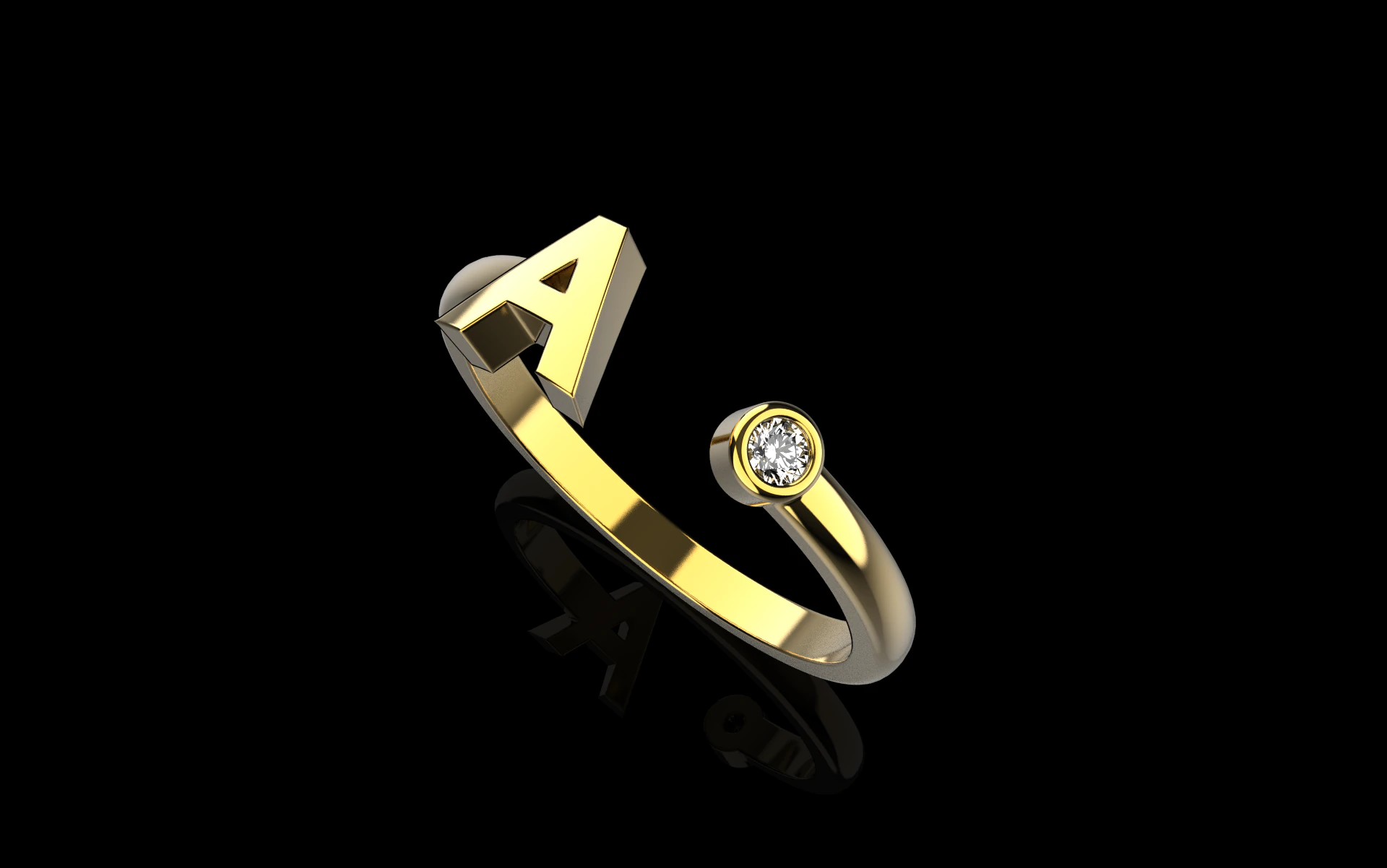 Initial ring model 1014 3D Print Model .c4d .max .obj .3ds .fbx .stl .blend