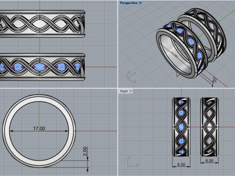 Wedding rings model 1013 3D Baskı Modeli