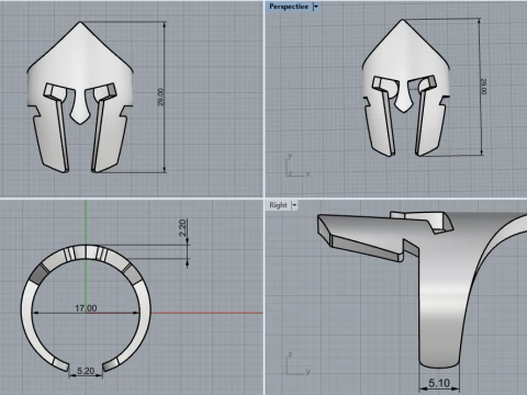 Spartan helmet ring model 1010 3D Print Model