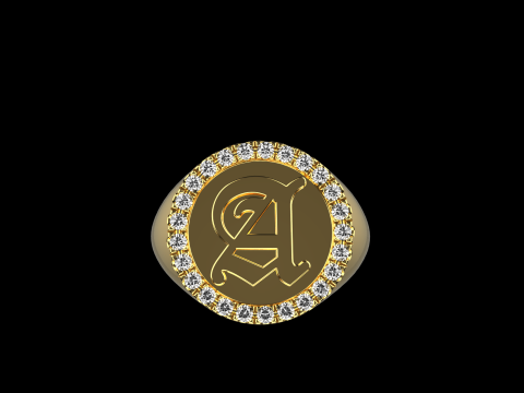 Initial signet ring model 1009 3D Print Model