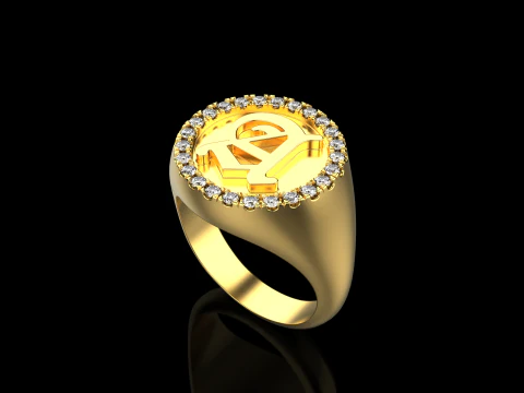 Initial signet ring model 1009 3D Print Model