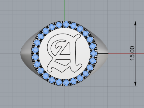 Initial signet ring model 1009 3D Druckmodell