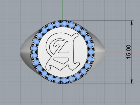 Initial signet ring model 1009 3D Print Model