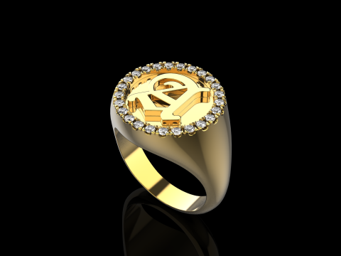 Initial signet ring model 1009 3D Druckmodell