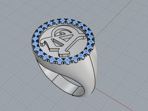 Initial signet ring model 1009 3D Druckmodell