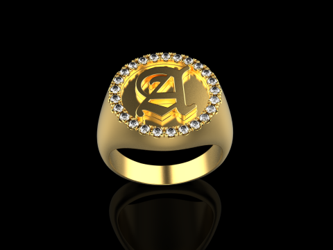 Initial signet ring model 1009 3D Druckmodell