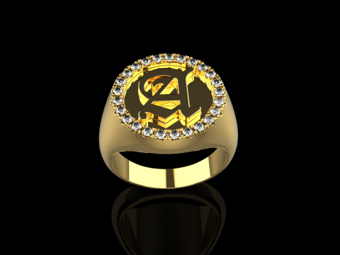 Initial signet ring model 1009 3D Druckmodell