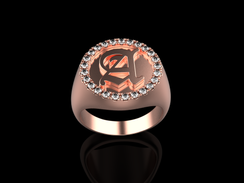 Initial signet ring model 1009 3D Druckmodell
