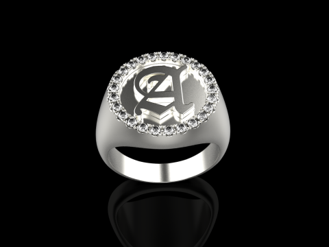 Initial signet ring model 1009 3D Druckmodell